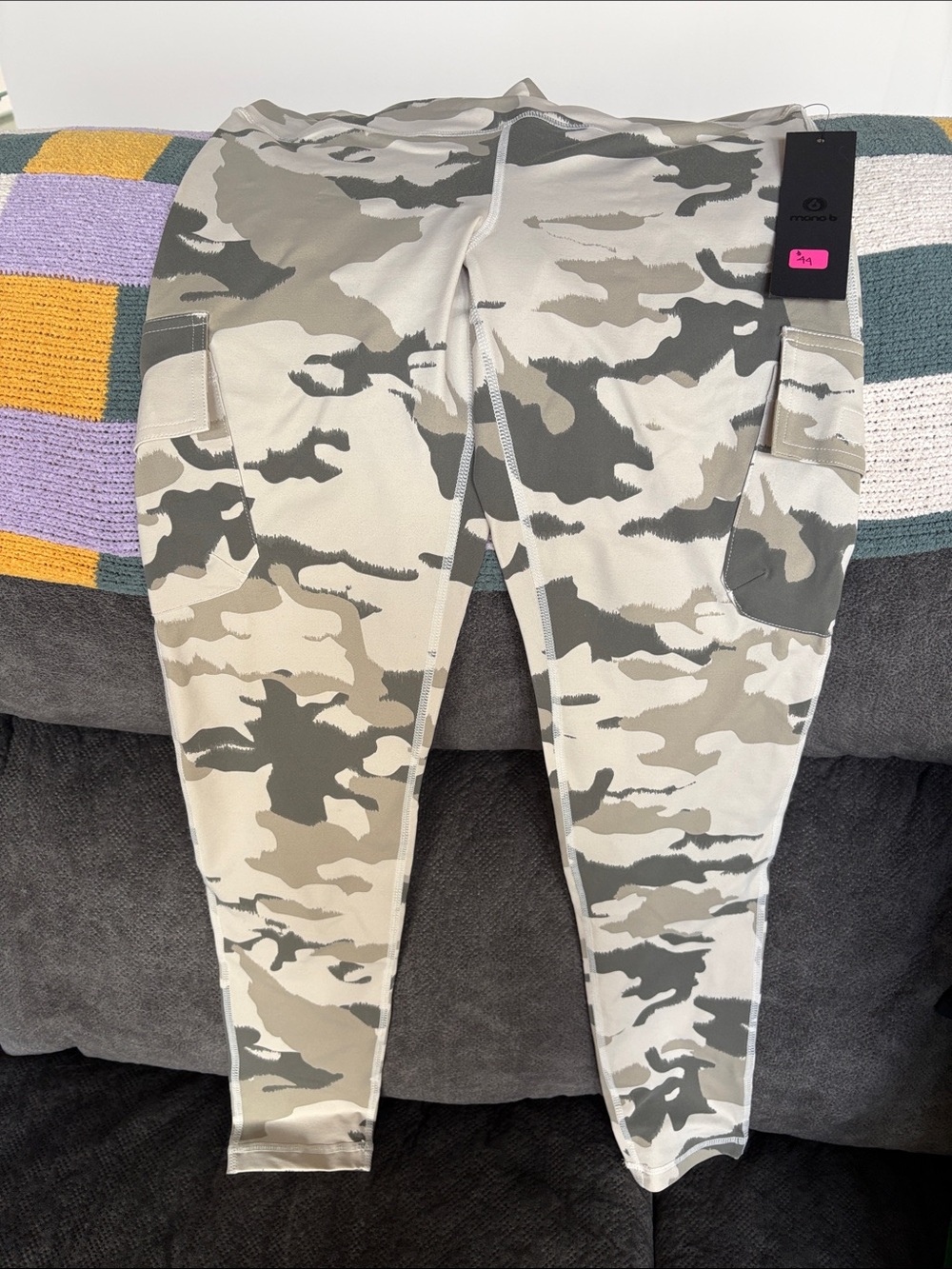 Mono B Camo Cargo Leggings in Gray & Tan